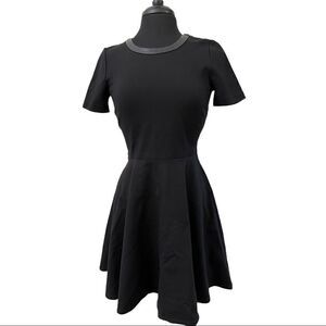 𝅺madewell Fit and Flare Leather Trim Dress Sz S